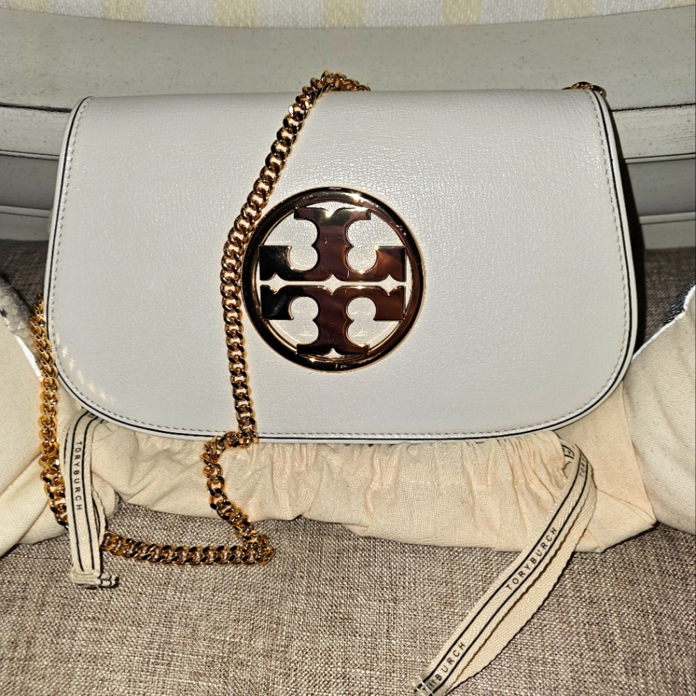 TORY BURCH cream leather handbag